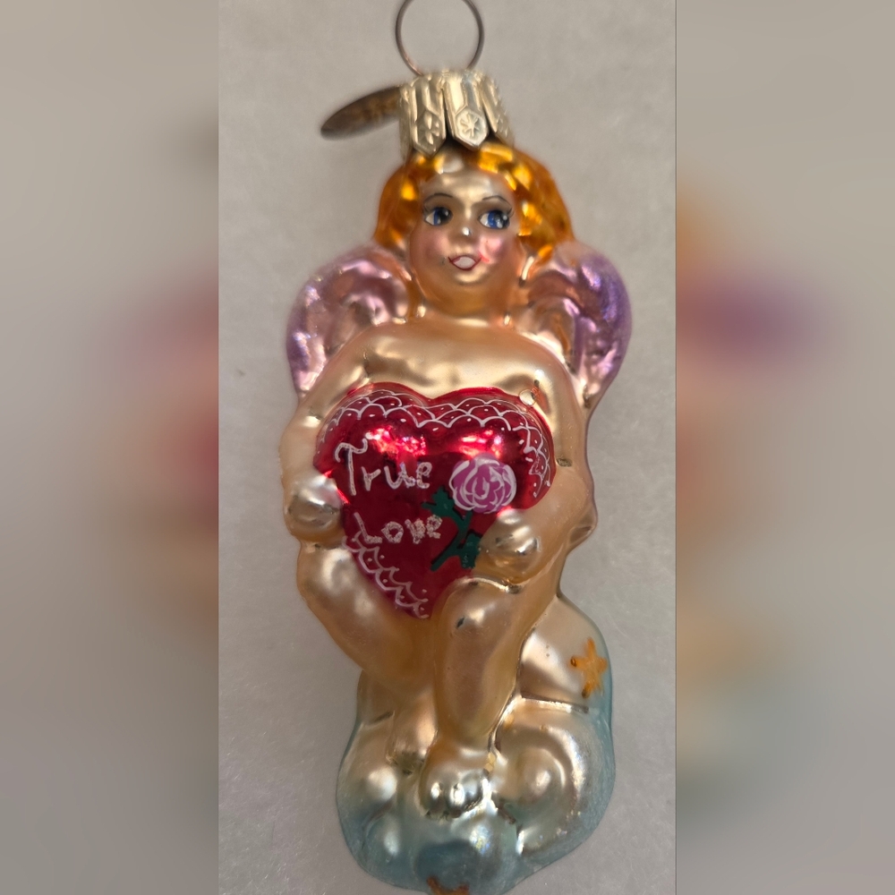 Christopher Radko True Love Gem Glass Cupid Valentine Day Ornament, Mint!